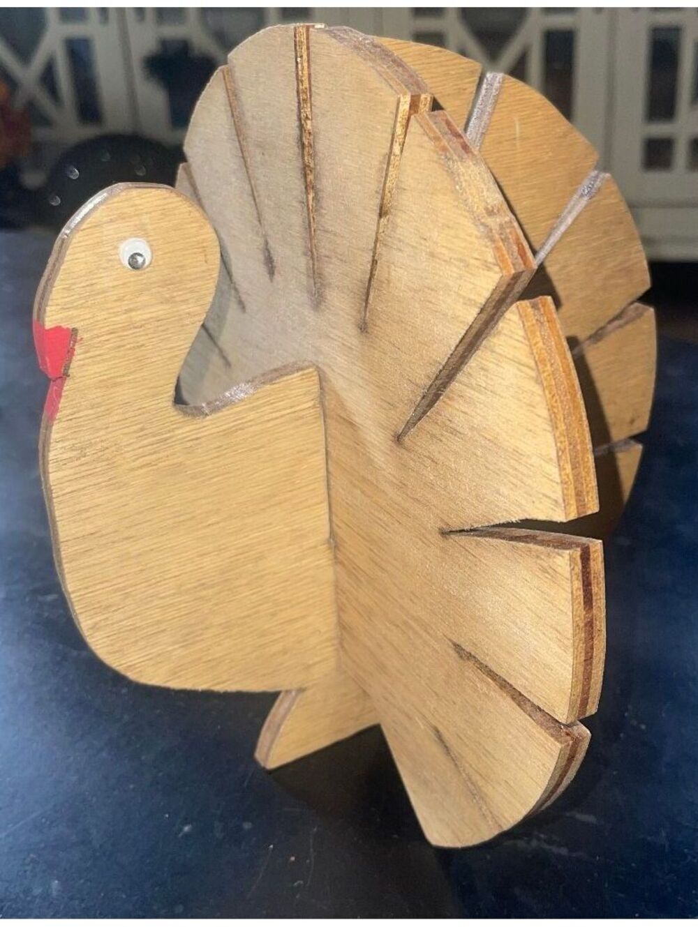 Handcrafted Wooden Turkey Figurine Decoration